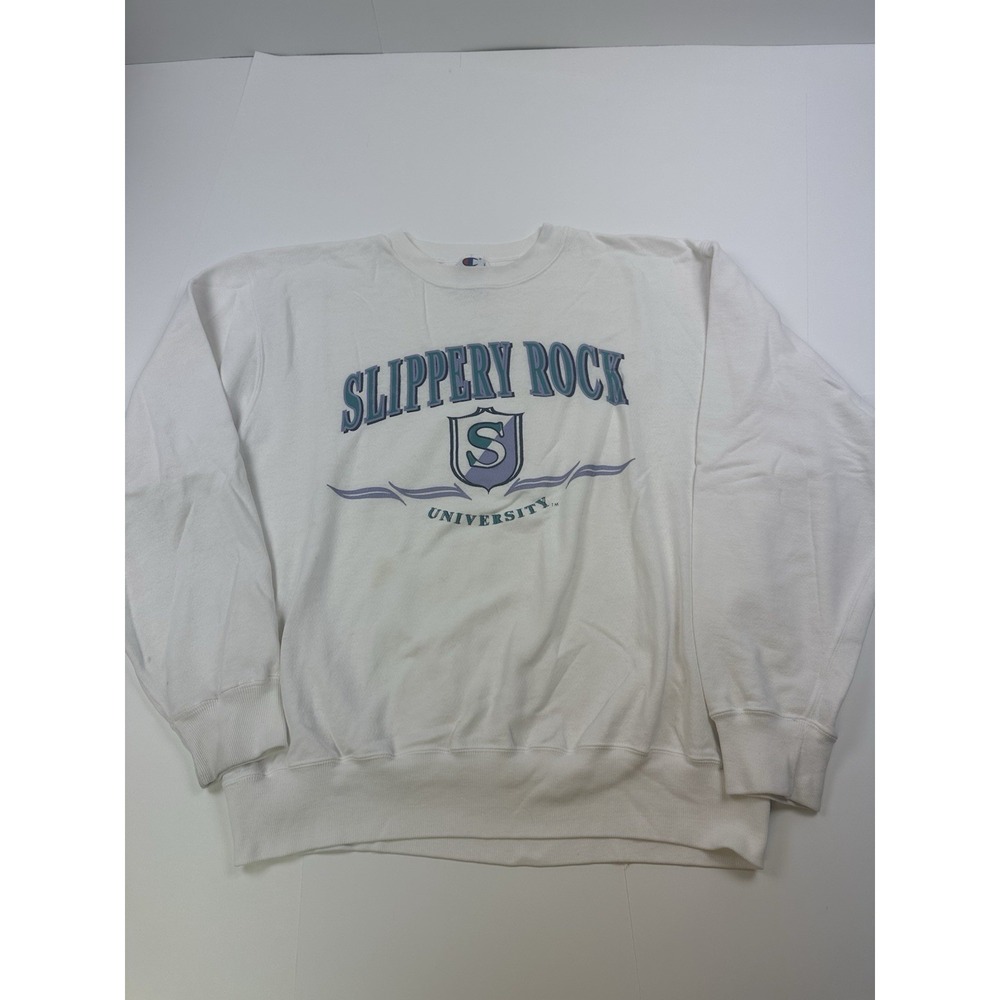 Vintage Slippery Rock University CHAMPION Sweatshirt Size XL White